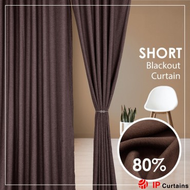 Short Size| Linen Cotton Curtain Dark Brown 80% Blackout |Ready Stock
