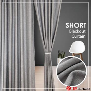 Short Size| Linen Cotton Curtain Light Grey 80% Blackout |Ready Stock